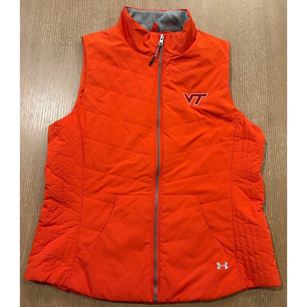 Virginia Tech Hokies Orange Under Armour Womens Large Vest Full Zip Puffer NCAA